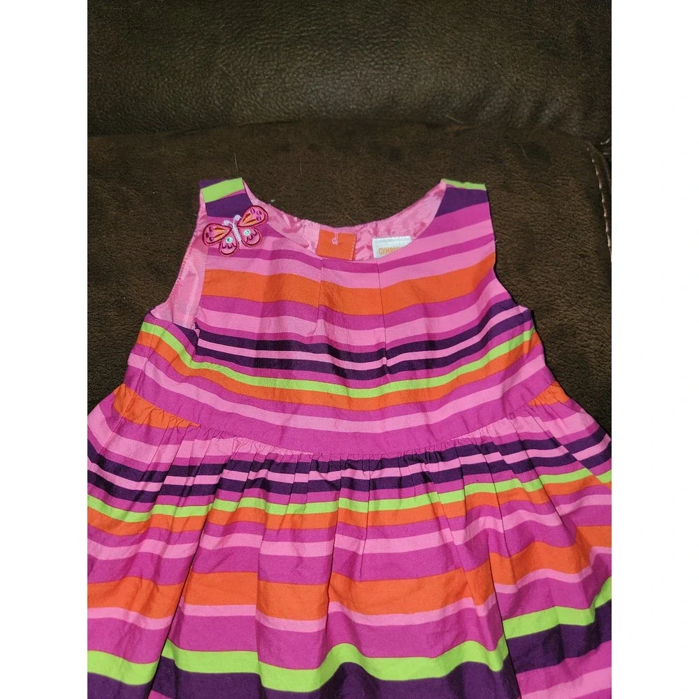 Gymboree summer safari striped dress with butterfly size 18 24‎ months